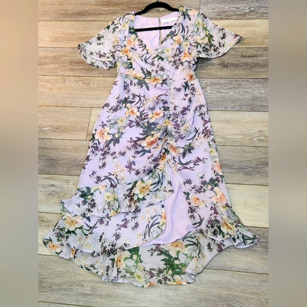 ASTR Floral Maxi Dress with Ruffle Details Size Medium